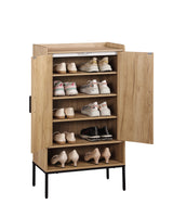 Shoe Cabinet with Rattan Doors, 5-Tier Shoe Storage Cabinet with Open Shelves