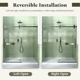 56-60"W x 72"H Frameless Sliding Shower Door Enclosure