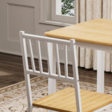 Metal Bar Table Set White/Natural