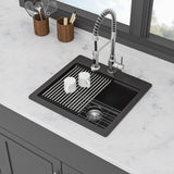 Quartz Bar Sink - 21" x 20" x 9-5/8" Black granite composite Workstation