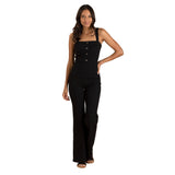 Black Denim Wide Leg Jumpsuit