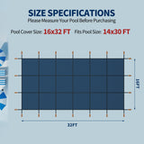 Swimming Pool Safety Cover, Fits 14x30ft Rectangular underground