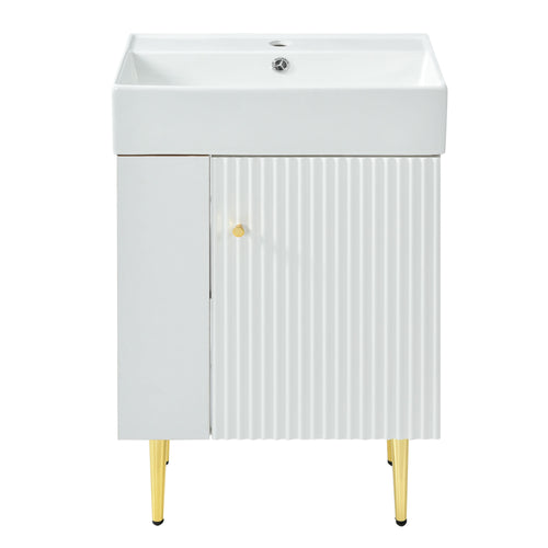 Amelia 21.6' Bathroom Vanity with Storage Cabinet, Single Ceramic Sink and Le...
