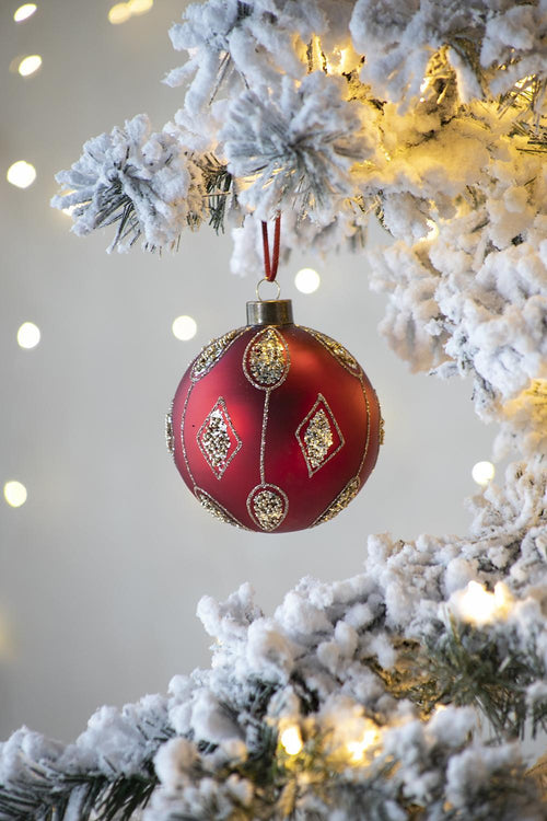 Glass Christmas Ball Ornaments Set of 6, 3.9" Hanging Decorations