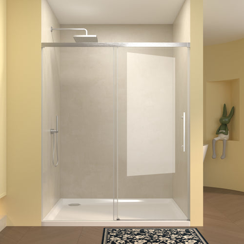 60" x 72" Frameless Sliding Shower Door Clear Tempered Glass