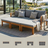 Chaise Lounge Acacia Wood Rope Natural Gray Cushion Convertible 3 Seat