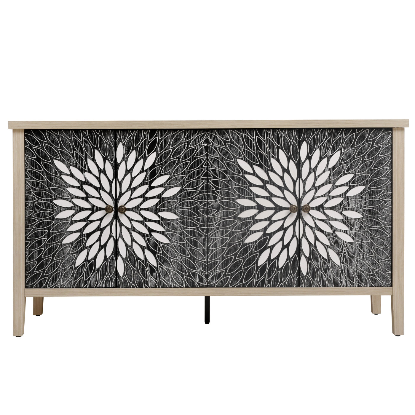 Modern 4-Door Sideboard Buffet Cabinet with Adjustable Shelves