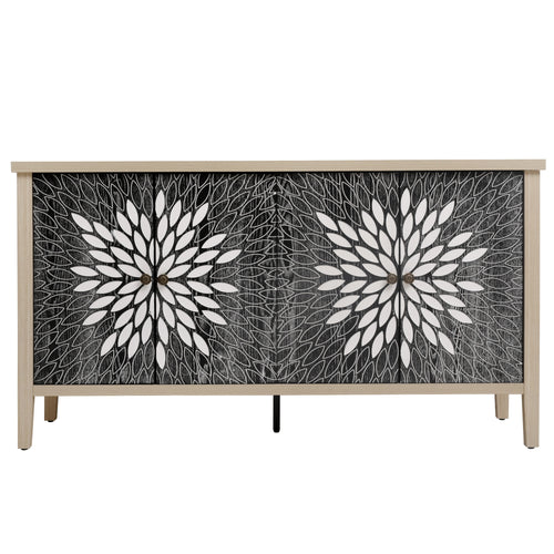 Modern 4-Door Sideboard Buffet Cabinet with Adjustable Shelves