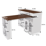Kitchen Island with Extendable & Rotating Table, MDF with Walnut Veneer Retro De