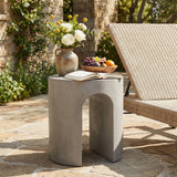 Outdoor Side Table Round Concrete Light Gray U-Shape Base 16in