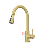 Touchless Stainless Steel Kitchen Faucet Brushed Gold