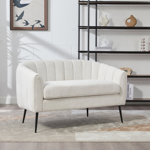 50" Upholstered Chenille Mini Loveseat with Channel Tufted Back