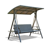 3-Seat Outdoor Porch Swing with Hardtop and Side Table