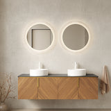 60' Bathroom Vanity with Sinks, Floating Wall-Mounted Plywood 4 Doors Black Stone Top
