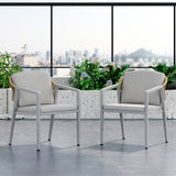 Set of 2 Wicker Rattan Outdoor Dining Chairs with Cushions