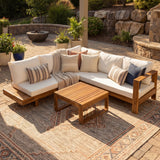 Outdoor Sectional Set Acacia Wood 4-Piece Teak