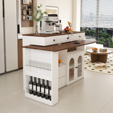 Kitchen Island with Extendable & Rotating Table, MDF with Walnut Veneer Retro De