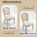 French Country Upholstered Dining Chairs Set of 2, Beige