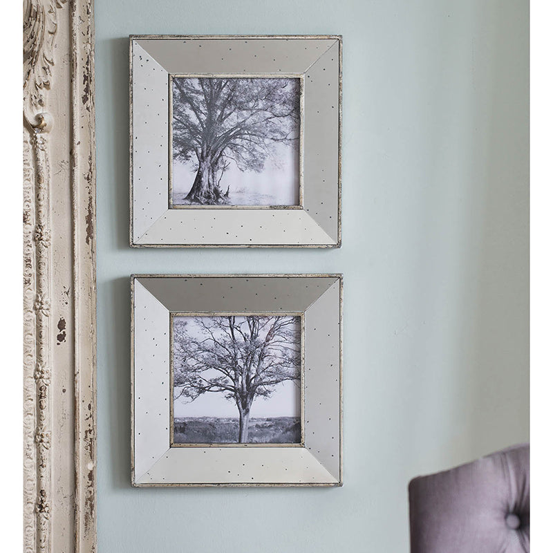 Vintage Silver Reflective Picture Frames Set of 2, 15x15