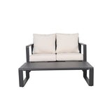 Outdoor Loveseat Set Aluminum Milky White 2 Piece with Coffee Table