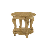 Round Rubberwood End Table with Storage Antique Natural