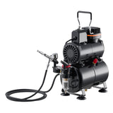 Airbrush Kit, 1/6 HP, Air Brush Kit with Air Compressor and Tank, 1 Dual-Action