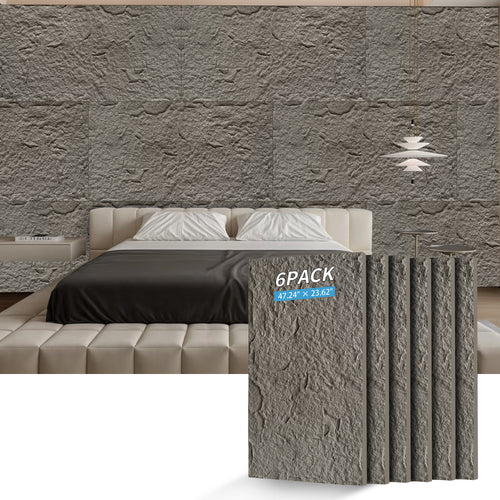 3D Faux Stone Wall Panels, 6 PCS PU Wainscoting Panel for Interior Wall Decor