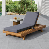 Outdoor Chaise Lounge Chair Acacia Wood Dark Gray/Teak