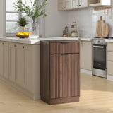 Walnut Woodgrain Tilt-Out Trash Can Cabinet Wave Drawer