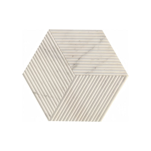 Hexagon White Textured Marble Tiles 12 Piece Set
