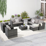 Outdoor Patio Set 6 Piece PE Rattan Seats 8