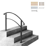 Black Wrought Iron Handrail for 1-3 Outdoor Steps