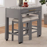 Light Gray Counter Height Dining Table Faux Marble