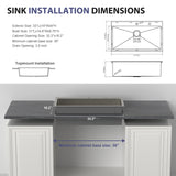 33 Inch Topmount Sink - 33" x 19" x 9" Drop in Stainless Steel Kitchen Sink