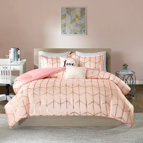 5-Piece Comforter Set - Brushed Polyester - Printed - Full/Queen