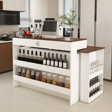 Kitchen Island with Extendable & Rotating Table, MDF with Walnut Veneer Retro De