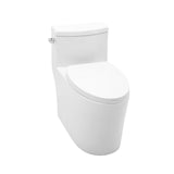 Modern One-Piece Elongated Toilet in White with Sleek Design
