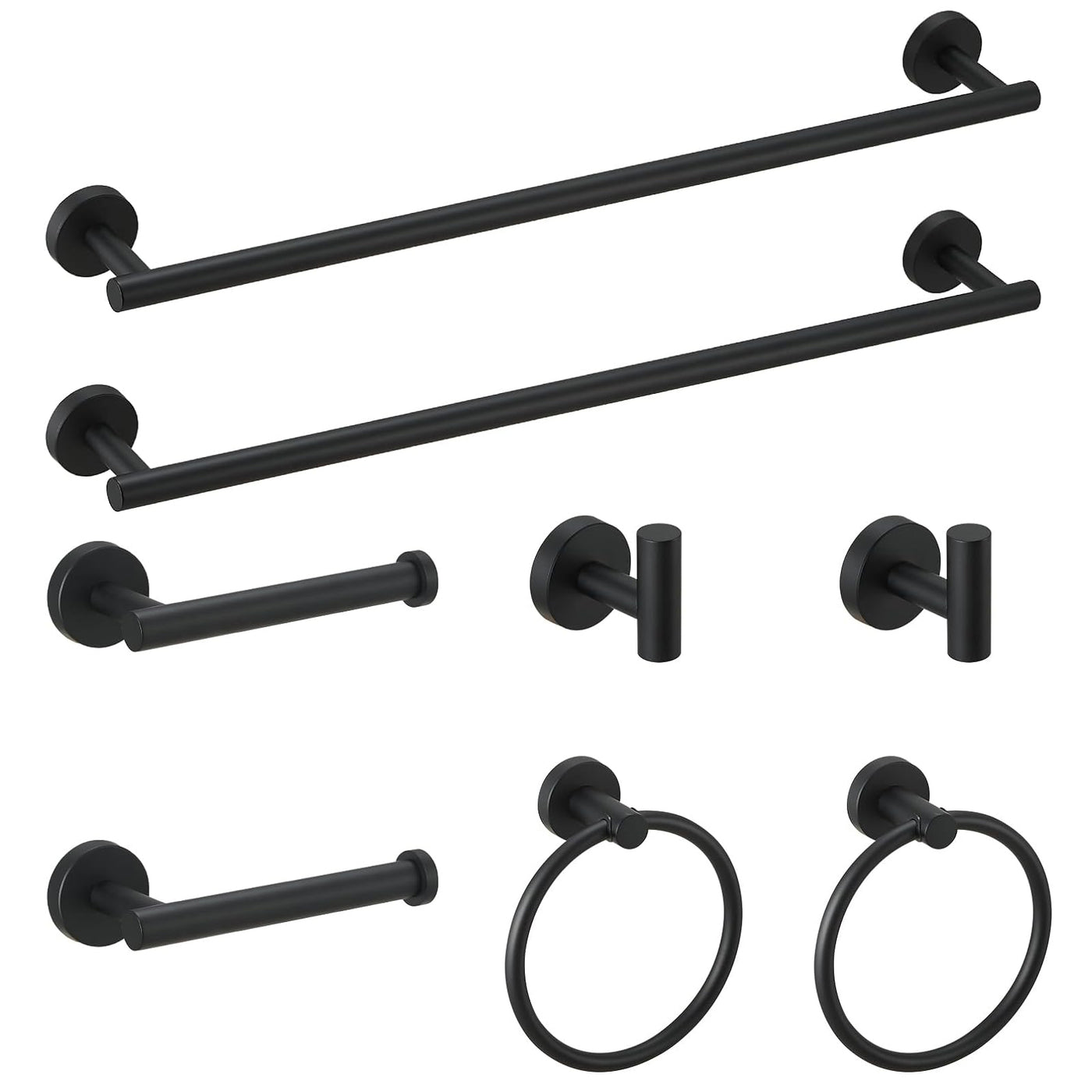 8-Piece Black Stainless Steel Bathroom Accessory Set Wall Mount