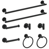 8-Piece Black Stainless Steel Bathroom Accessory Set Wall Mount
