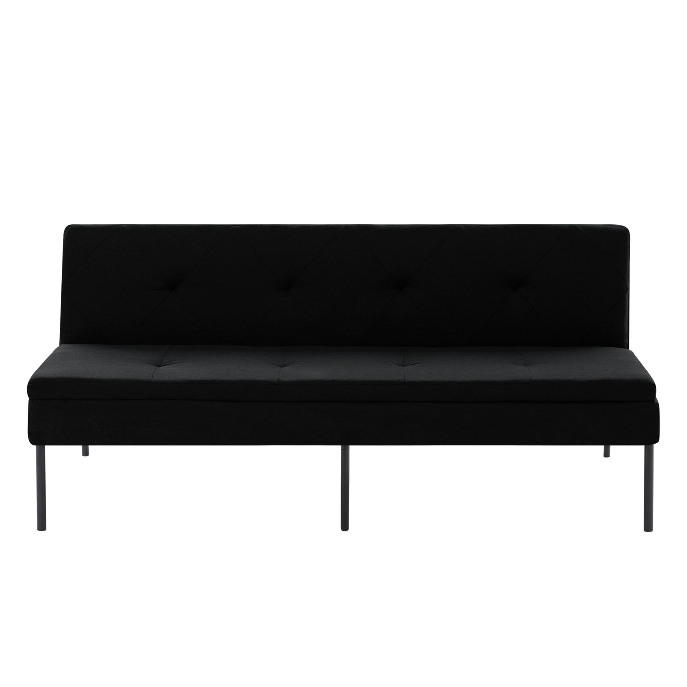 Black 3-Seater Futon Sofa Bed with Metal Frame