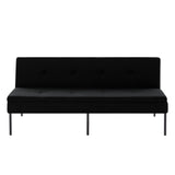 Black 3-Seater Futon Sofa Bed with Metal Frame