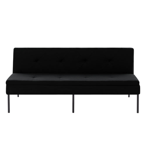 Black 3-Seater Futon Sofa Bed with Metal Frame