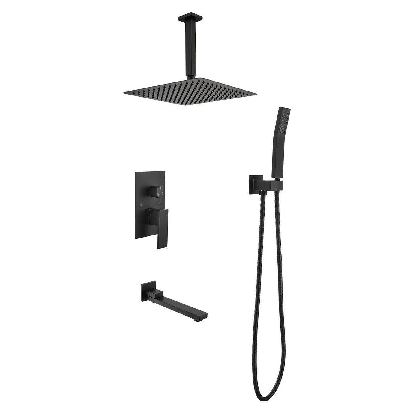Shower System Combo with Hand Shower, 16" Head and Tub Spout
