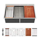 Double Bowl Topmount Drop-In Kitchen Sink 33x22x10 Stainless Steel