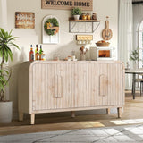 59" Farmhouse Curved Storage Sideboard Wood Grain Carving
