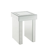 End Table - Glam - Mirrored with Faux Diamond Inlay - 20"H Legs