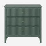 3-Drawer Engineered Wood Nightstand Green