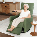 Velvet Recliner Swivel Power Dark Green