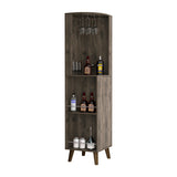 Corner Bar Cabinet - Dark Brown - Drawer, Shelves & Cup Rack