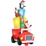 Outsunny 9ft Christmas Inflatables Outdoor Decorations Santa Claus Drives a Gift